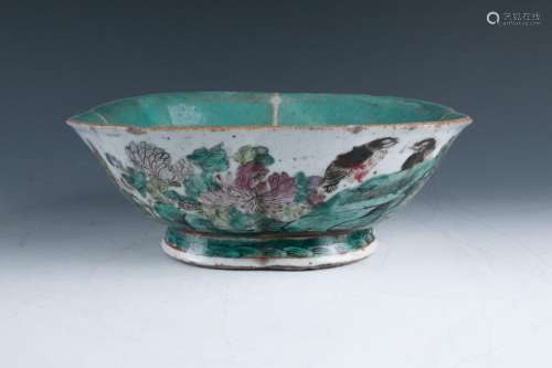 A Quatre-lobed Form Famille-rose Porcelain Bowl