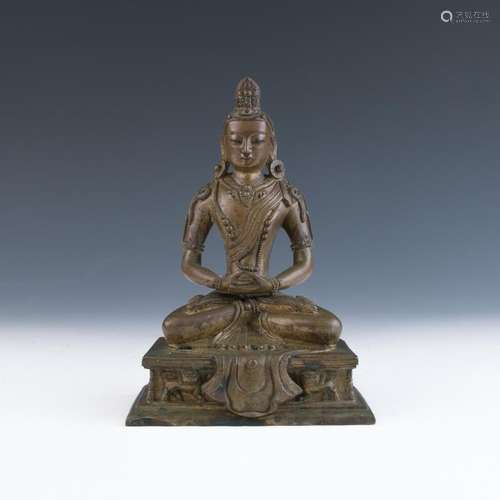 A Pala Style Bronze Figure of Amida Buddha Qing Dy