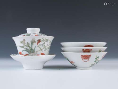 Set of Famille-rose Porcelain Tea Cup