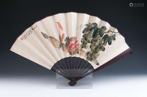 A Folding Fan Painting and Calligraphy