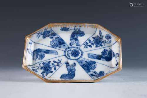 Export Blue and White Miniature Hexagonal Dish