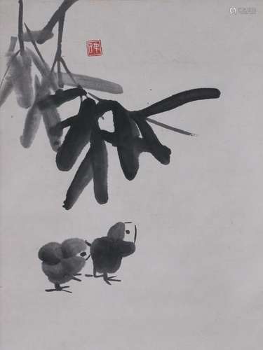 Ding Yan-Yong (1902-1978) Bamboo and Chicken