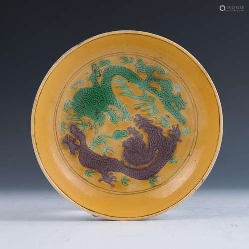 A Yellow Ground Dragon Plate Republic Period