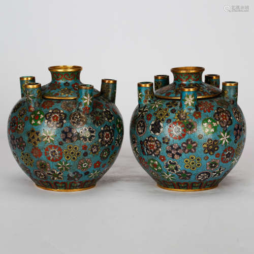 CHINESE CLOISONNE VASES, PAIR