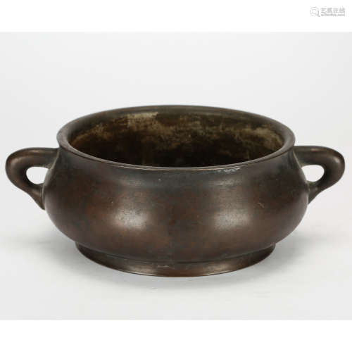 CHINESE BRONZE TWIN EAR CENSER