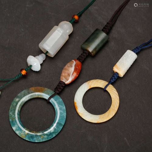 CHINESE JADE PENDANTS, SET OF 3