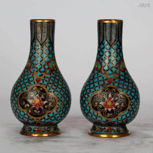 CHINESE CLOISONNE VASES, PAIR