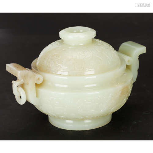 CHINESE JADE CARVED COVER CENSER