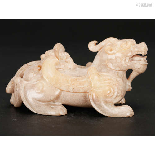 CHINESE JADE CARVED ARCHAIC BEAST