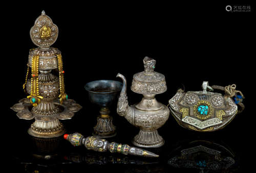 A GROUP OF FIVE RITUAL OBJECTS
