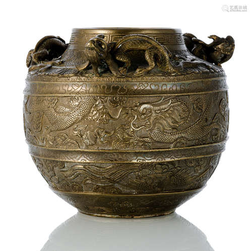 A BRONZE DRAGON VASE