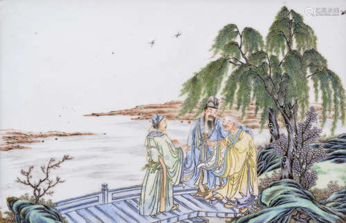 AN ANONYMOUS PORCELAIN PANEL DEPICTING SU SHI