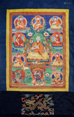 A THANGKA OF THE LAMA Jignam Kunga Kapdak Dodin Lapsang Paygai Shap