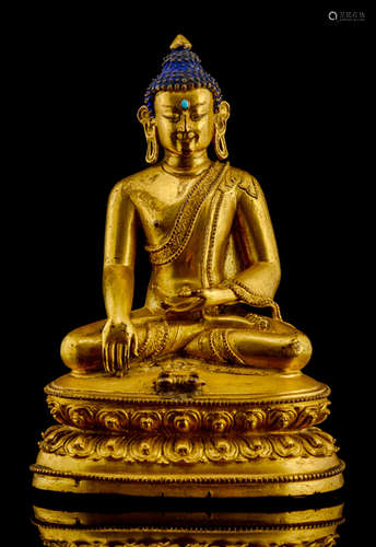 A GILT-BRONZE FIGURE OF BUDDHA SHAKYAMUNI