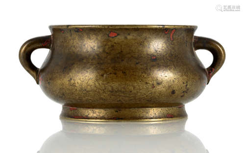 A TWO-HANDLED BRONZE CENSER