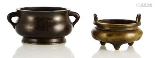 TWO BRONZE CENSERS