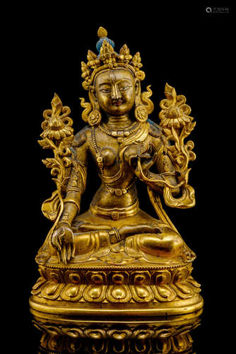 A PARCEL GILT-BRONZE FIGURE OF SITATARA