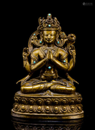 A BRONZE FIGURE SADAKSHARILOKESHVARA