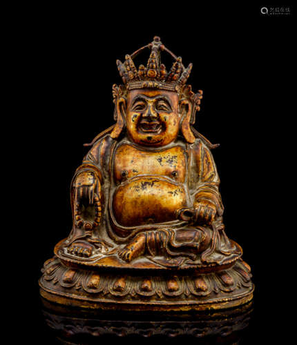 A GILT-LACQUERED BRONZE FIGURE OF HVASHANG