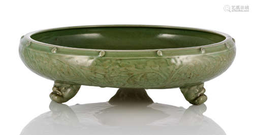 A VERY LARGE CELADON GLAZED CENSER