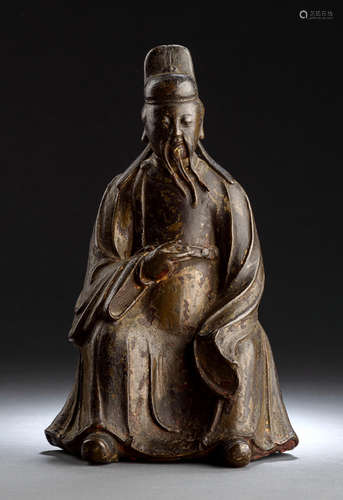 A BRONZE FIGURE OF A DAOIST DIGNITARY