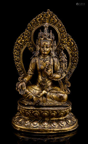 A GILT-BRONZE FIGURE OF SYAMATARA