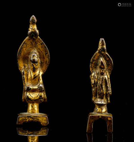 TWO GILT-BRONZE FIGURINES OF BUDDHA SHAKYAMUNI AND PADMAPANI
