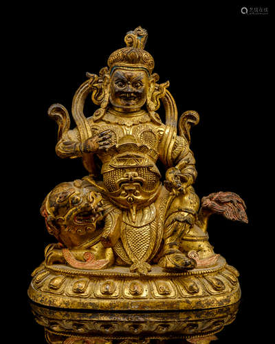 A GILT-BRONZE FIGURE OF VAISHRAVANA