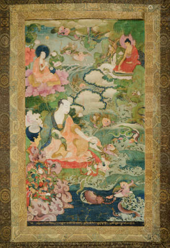 A FINE AND RARE THANGKA OF SUBHUTI - THE INDIAN ENLIGHTENED