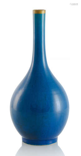 A TURQUOISE GLAZED BOTTLE VASE