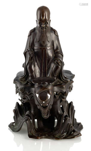 A LARGE BRONZE FIGURE OF SHOULAO