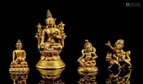 FOUR GILT-BRONZE FIGURINES OF A BODHISATTVA