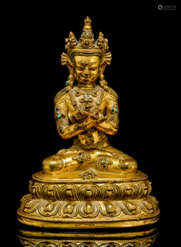 A GILT-BRONZE FIGURE OF VAJRADHARA