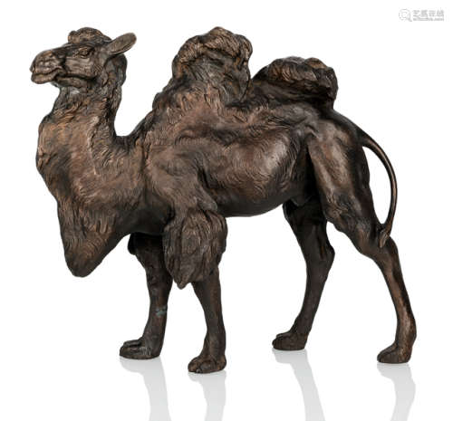 A BRONZE MODEL OF A STANDING CAMEL