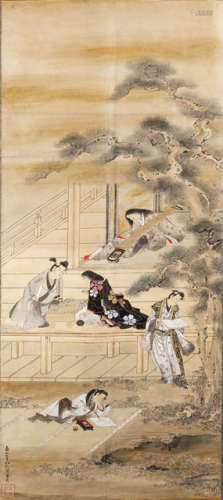 A PAINTING OF A SCENE AT COURT