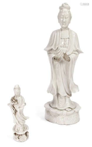 ZWEI GUANYIN, BLANC-DE-CHINE,