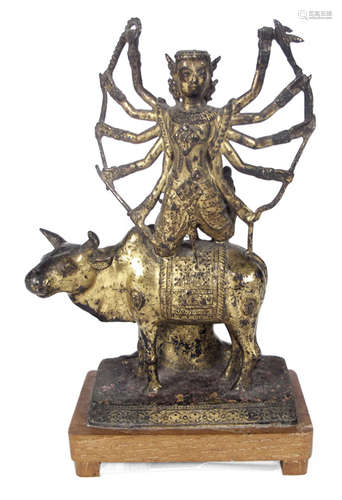 SHIVA AUF NANDU, BRONZE,