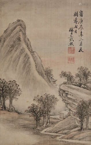 清 戴熙绢本山水画