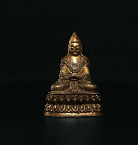18-19世纪 铜镀金 格鲁派上师像