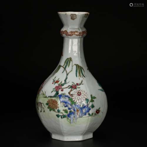 A Chines Antique Famille Rose Gurglet, 18th century