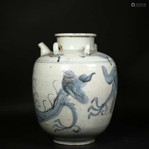 A large Chinese blue and white jar