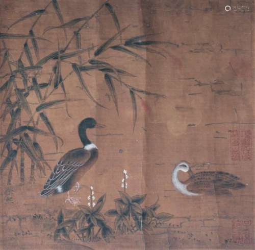 A Chinese Antique Paingting with Calligraphy. Xu Xi.