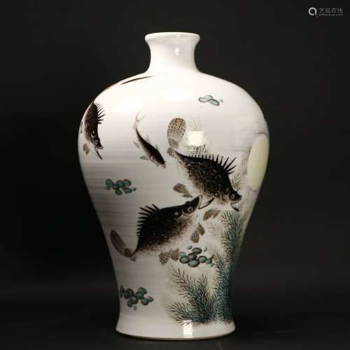 Chinese Enameled Porcelain Meiping,Den Bishan marks