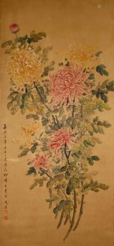 A Chinese Antique Painting Scroll, Signed Zhou Chen