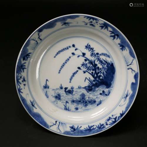 A Blue and White Dish,Kandxi period