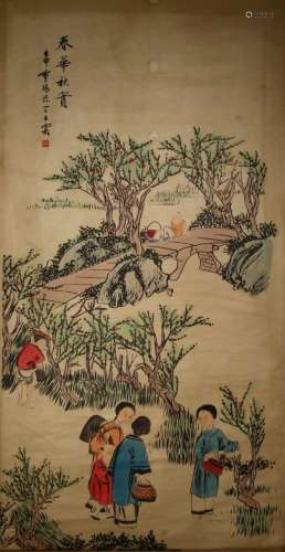 A Chinese Antique Painting Scroll, Wang Yun