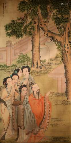 A Chinese Scroll Painting, Signed Chou Ying