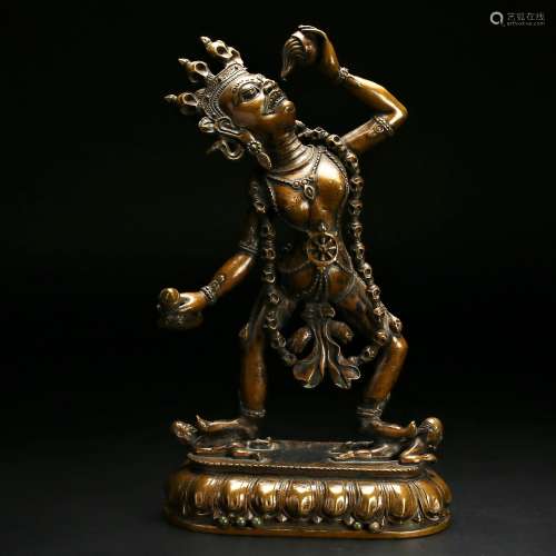 A Fine Tibetan Bronze Sculpture of Deity,18th Century