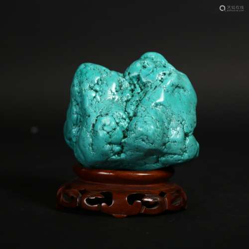 A Chinese turquoise with stand