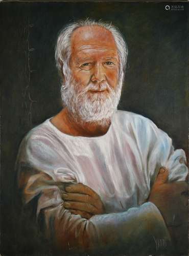 A Oil Painting of an Old Man's Portrait,Signed by Yards